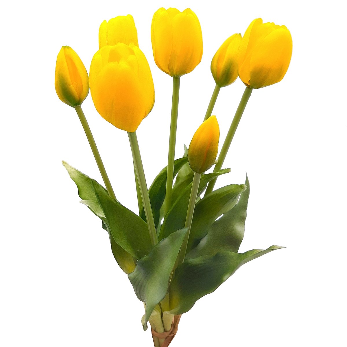 Tulipany silikonowe jak żywe żółte bukiet 7 sztuk gumowe 40 cm