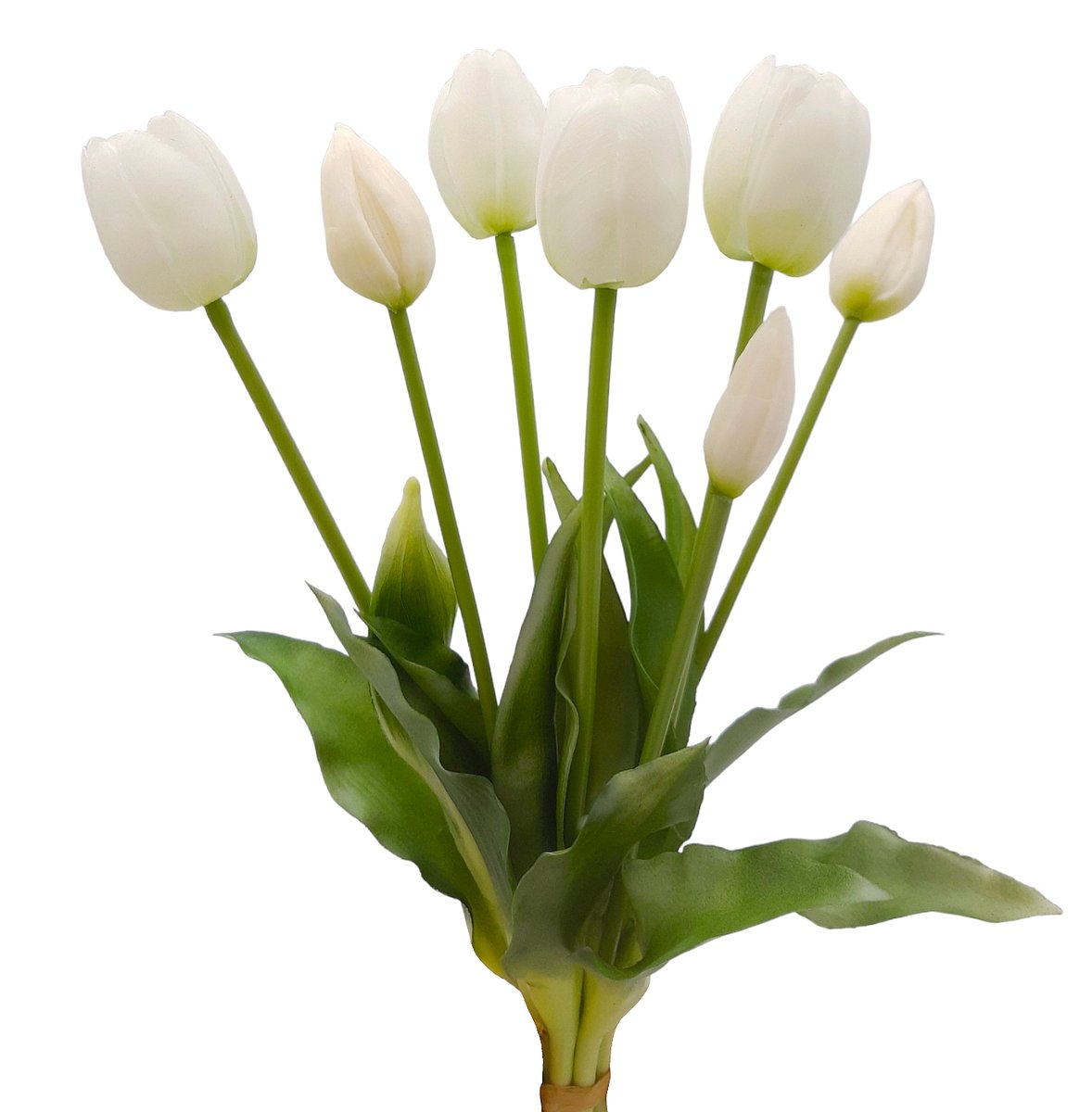 Tulipany silikonowe jak żywe białe bukiet 7 sztuk gumowe 40 cm