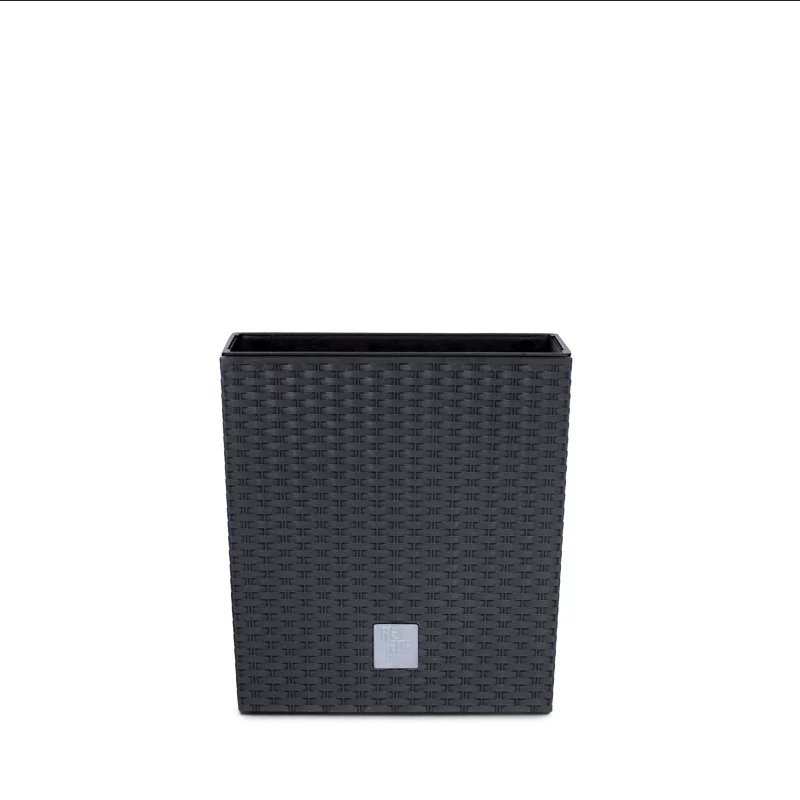 DUŻA DONICZKA DONICA ZEWNĘTRZNA RATTANOWA ANTRACYT Z WKŁADEM OSŁONKA TARAS