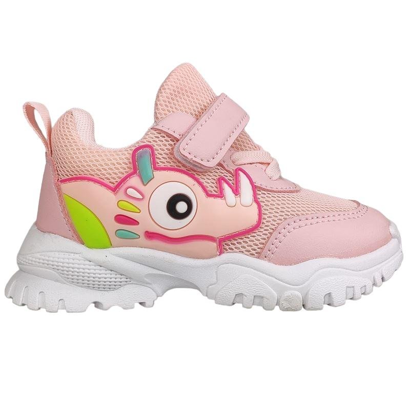 Buty Sportowe Dziecięce Z Dinozaurem Różowe Modne Stylowe Dziewczęce Wygodne Lekkie Sneakersy 23