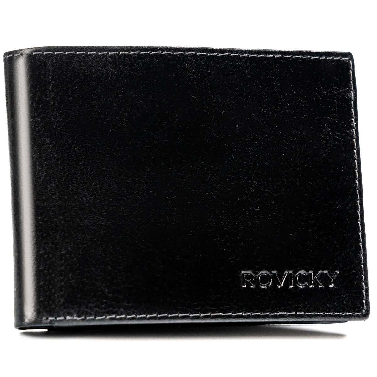 Duży portfel męski skórzany na karty z ochroną RFID elegancki portfel Rovicky, czarny