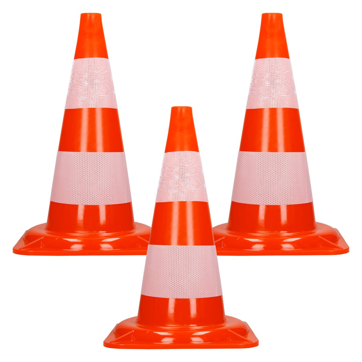 Zestaw 3 pachołków ostrzegawczych Pachołki ostrzegawcze Pachołki drogowe Pylon bezpieczeństwa 47 cm
