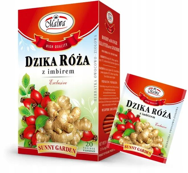 ﻿MALWA Herbata Owocowo Ziołowa DZIKA RÓŻA IMBIR 20T