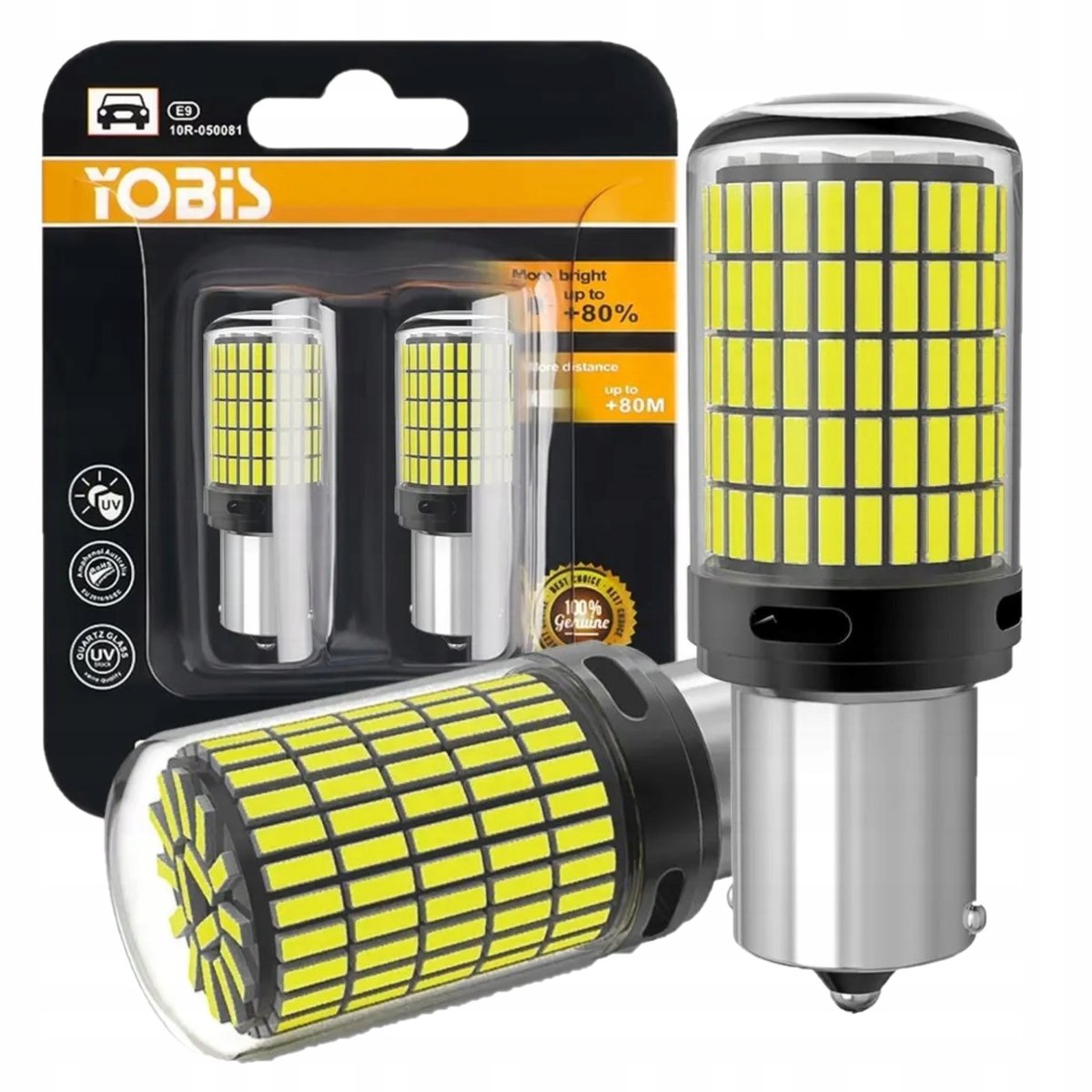 ŻARÓWKI LED P21W BA15S 1156 CANBUS BIAŁE MOCNE 2500LM 150SMD DRL WSTECZNY