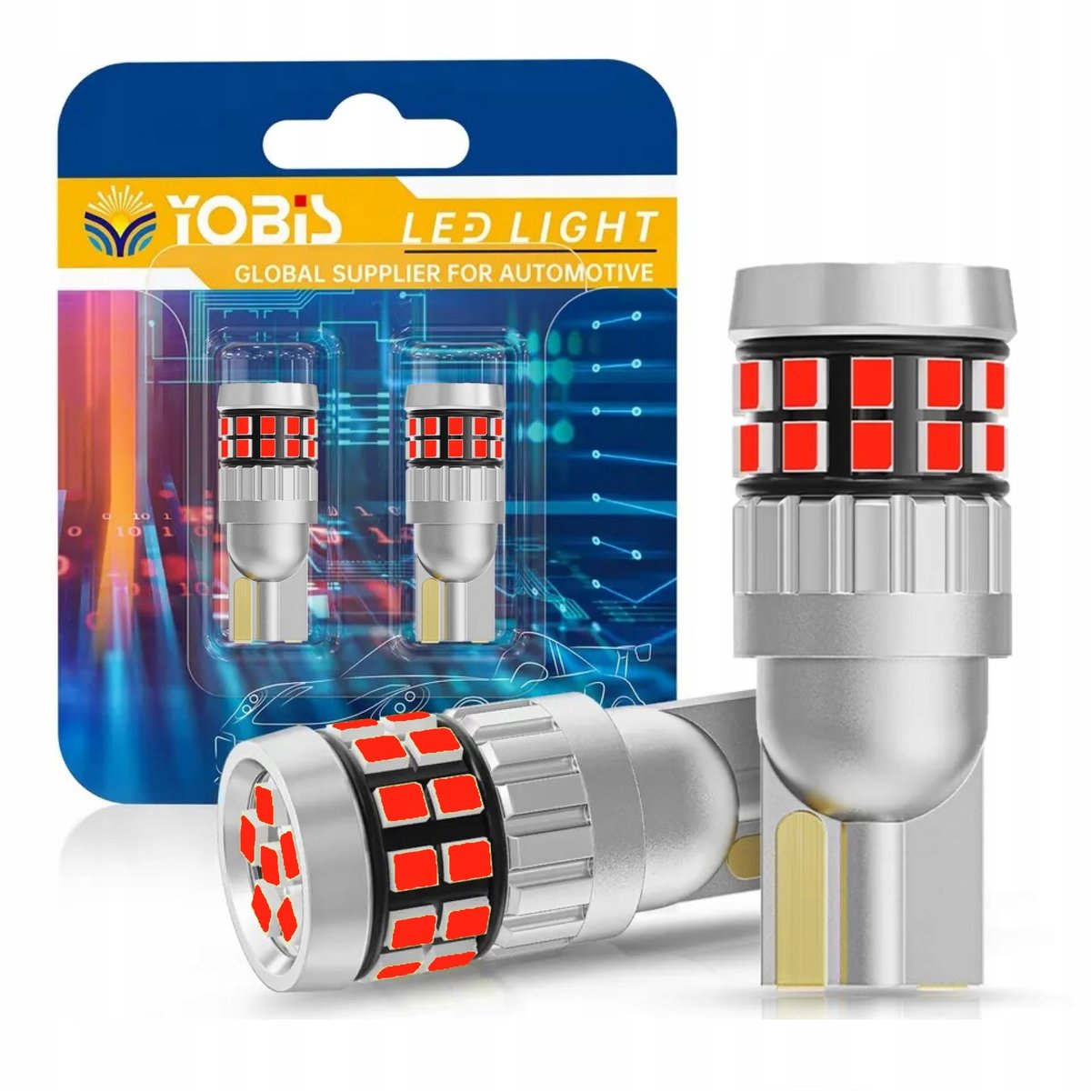 ŻARÓWKA LED W5W T10 CANBUS CZERWONE MOCNE 900LM 30SMD