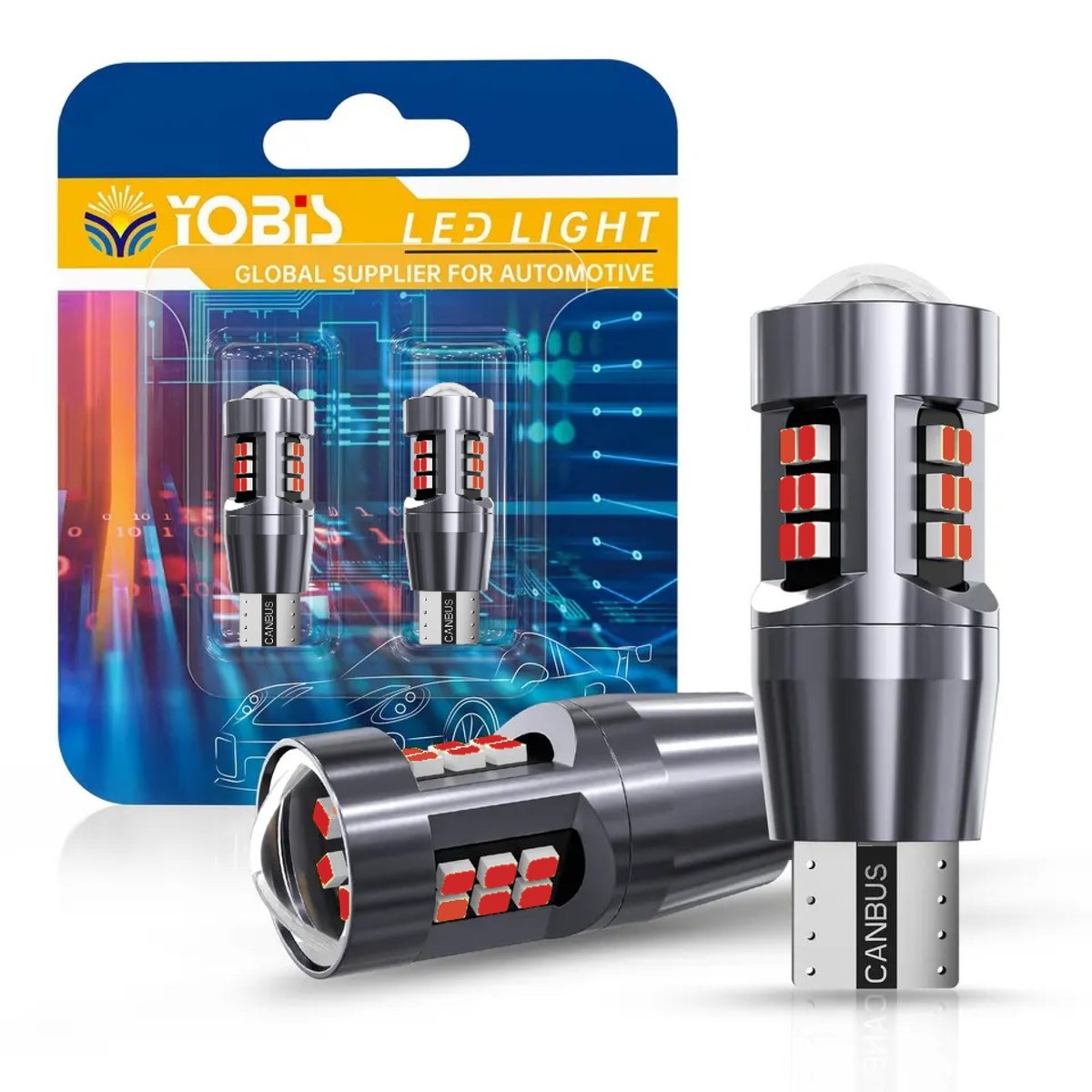 ŻARÓWKA LED W16W T15 CANBUS CZERWONA MOCNA 1200LM 24SMD