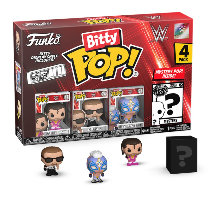 figurki wwe bitty funko pop! 4 pack 2.5cm razor ramon diesel rey mysterio