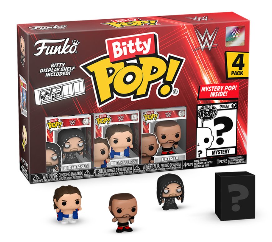 figurki wwe bitty funko pop! 4 pack 2.5cm the undertaker british bulldog batista,