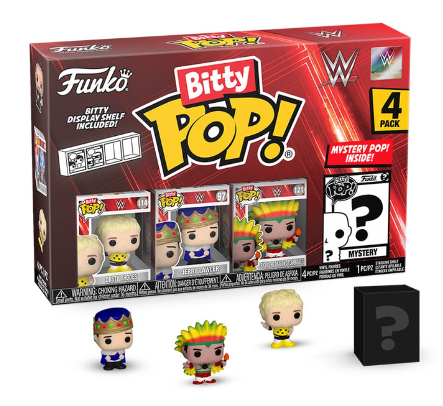 figurki wwe bitty funko pop! 4 pack 2.5cm dusty rhodes jerry lawler ricky “the dragon” steamboat