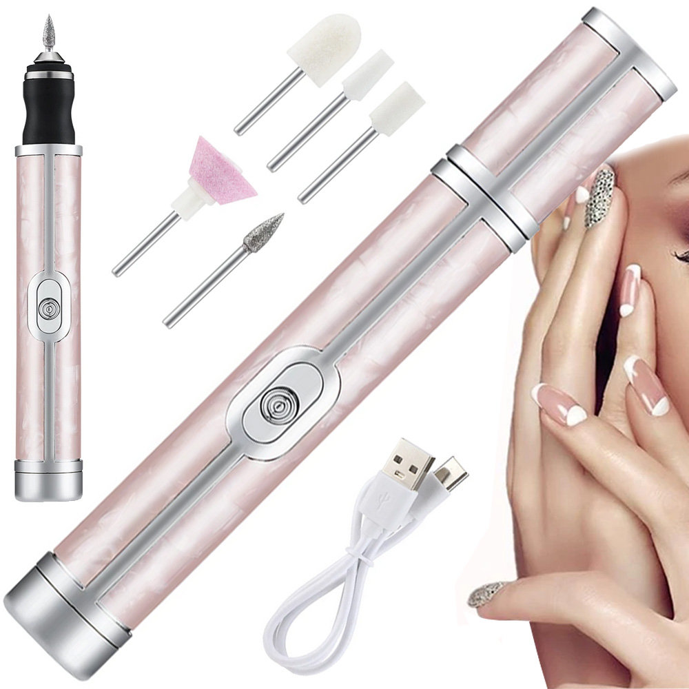 FREZARKA DO PAZNOKCI MANICURE PEDICURE FREZY ZESTAW FREZÓW USB AKUMULATOR