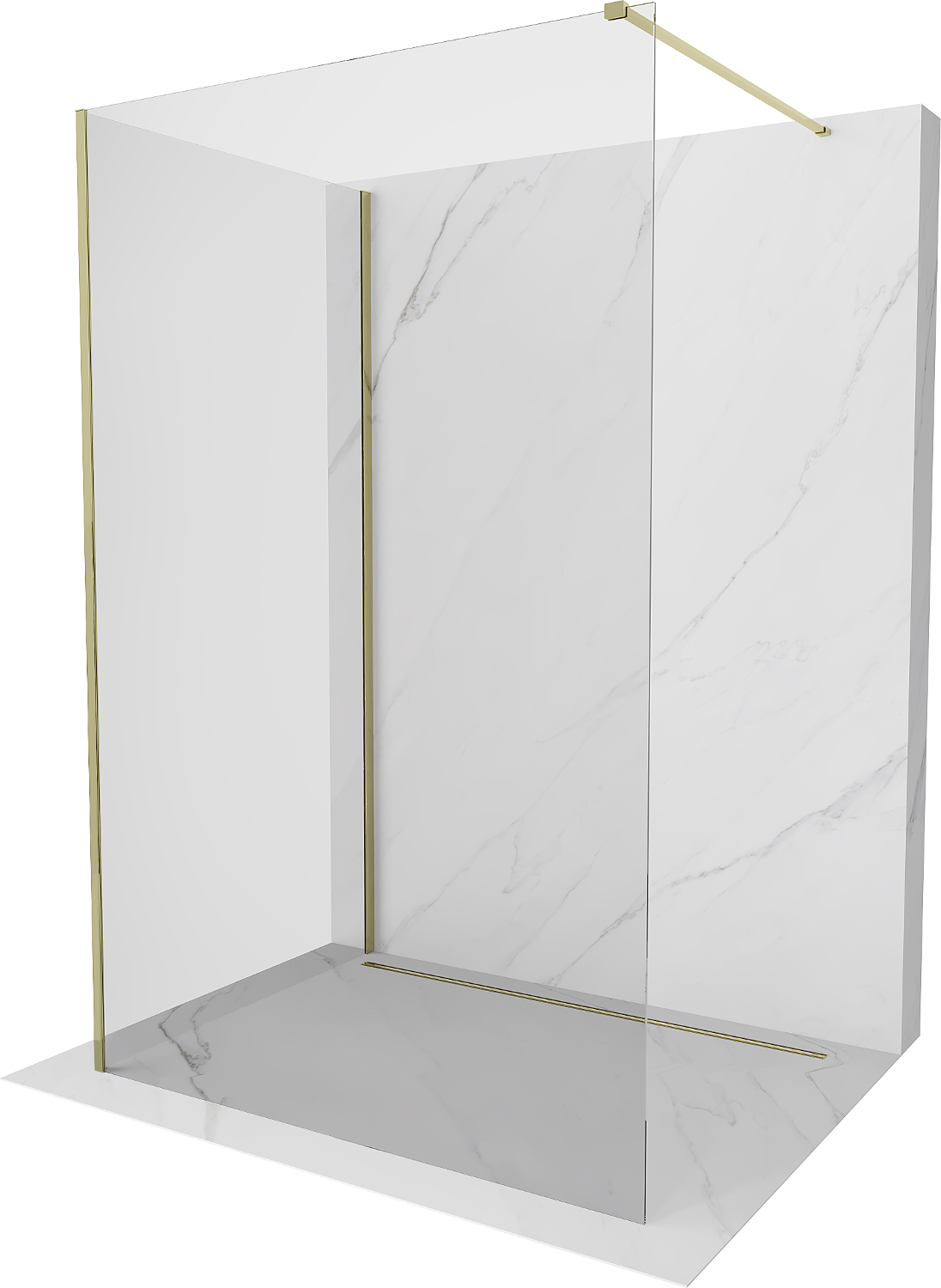 Mexen Kioto ścianka prysznicowa Walk-in 120 x 100 cm, transparent, złota - 800-120-212-50-00-100