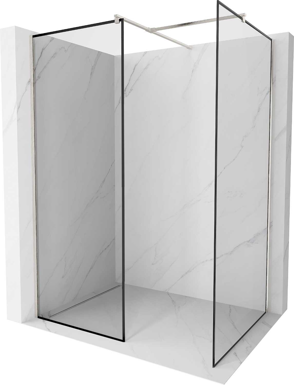 Mexen Kioto ścianka prysznicowa Walk-in 100 x 90 cm, czarny wzór, nikiel szczotkowany - 800-100-202-97-70-090
