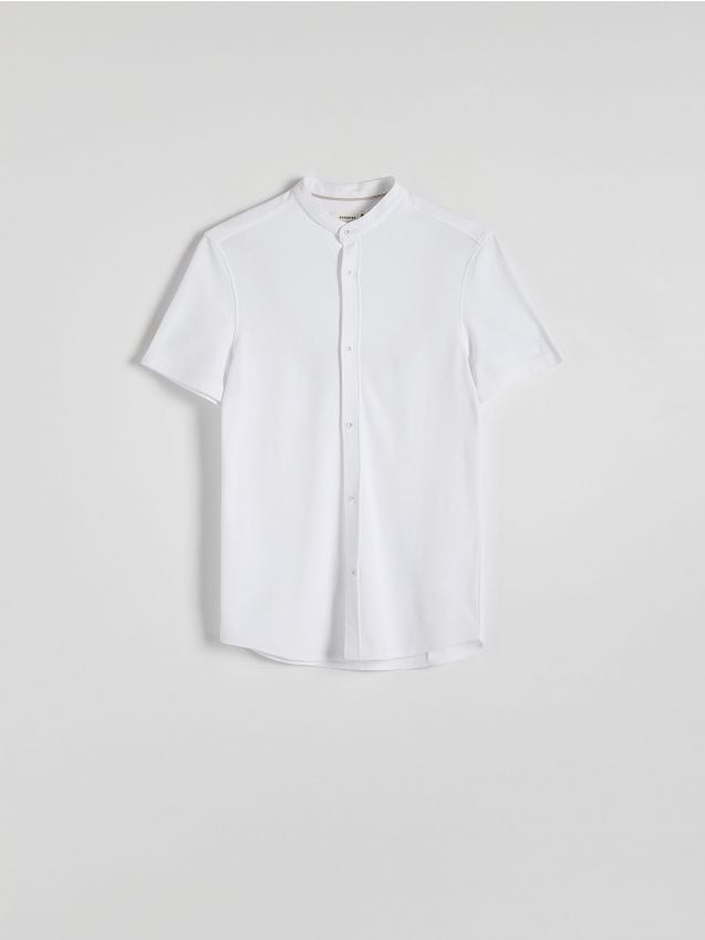 Reserved - Koszula slim fit ze stójką - biały