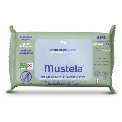 MUSTELA Kompostowalne chusteczki nawilżane zapachowe, 60szt.