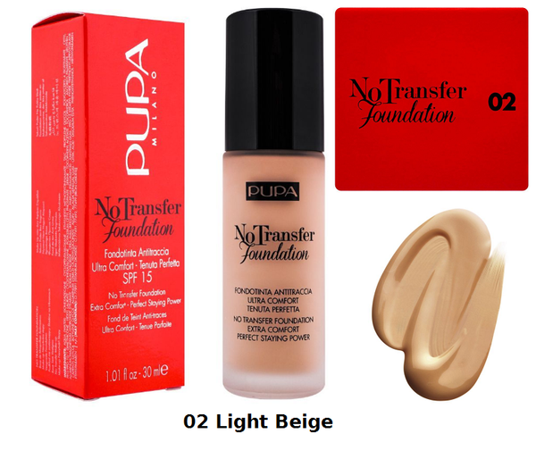 PUPA Podkład Nawilżający No Transfer Foundation 02 Light Beige 30ml SPF15