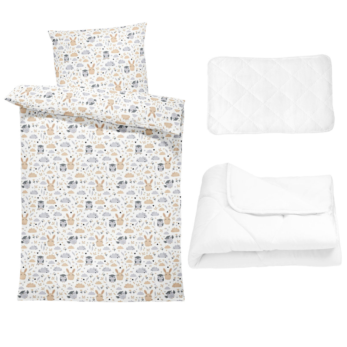 Komplet pościeli dziecięcej: 90x120 cm + pościel - pościel dziecięca Pościel dziecięca z poszewką 60x40 z bawełny sowy