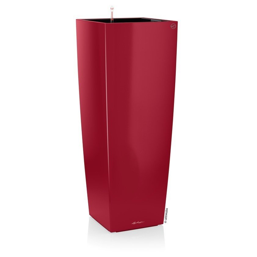 Donica LECHUZA Cubico Alto, czerwona scarlet, 105x39,5x30 cm