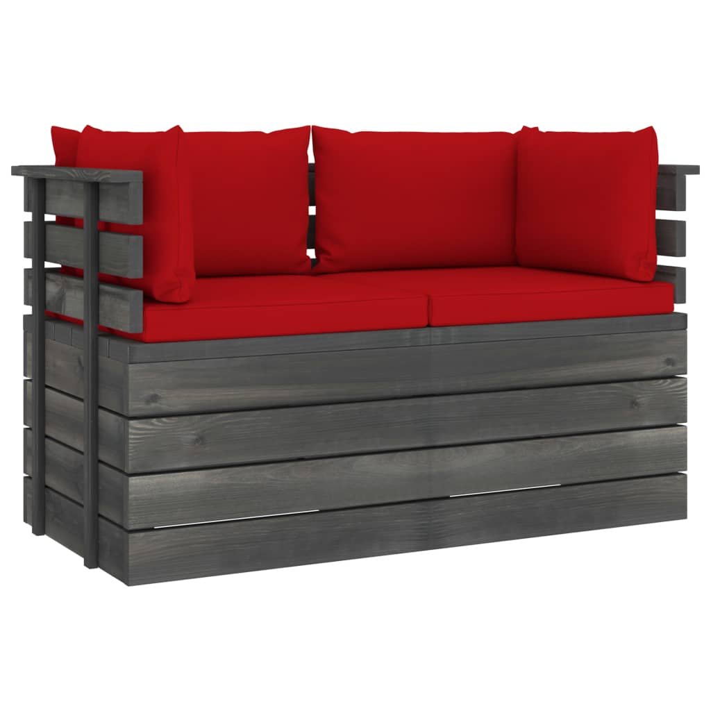 Sofa ogrodowa 2-osobowa z paletami, czerwona, 65x6