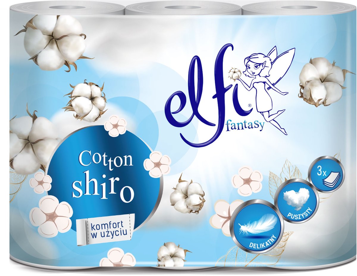 ZAPACHOWY Papier toaletowy ELFI Fantasy Cotton Shiro 3W 6szt. BIAŁY