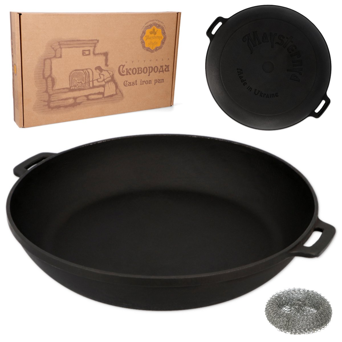 PATELNIA ŻELIWNA GŁĘBOKA MAYSTERNYA SOLIDNA CIĘŻKA INDUKCJA GAZ 28 CM