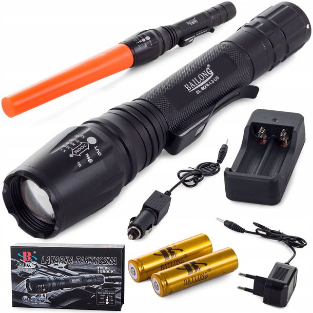 Latarka Taktyczna Bailong Zoom Led Cree Xm-l3-u3 Mocna Szperacz Reflektor