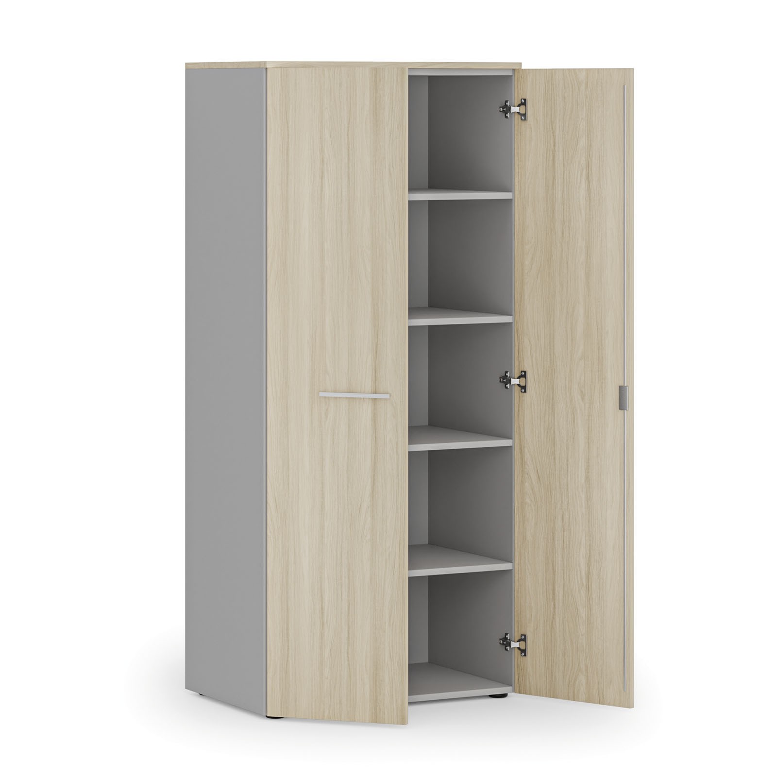 Szafa biurowa z drzwiami PRIMO GRAY, 1781 x 800 x 500 mm, szary/dąb naturalny
