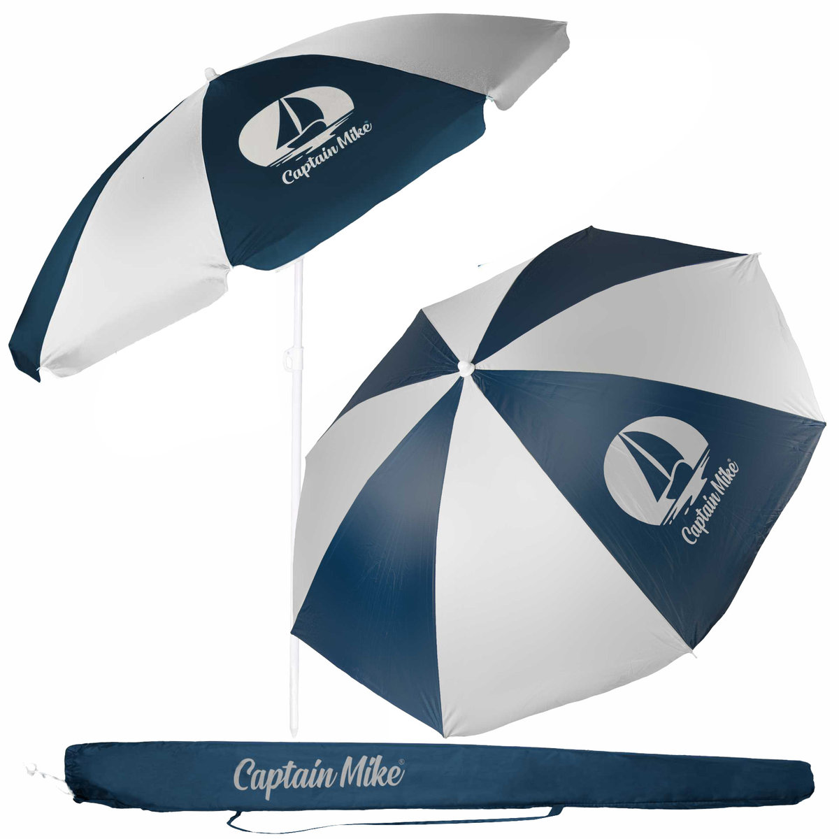 Parasol plażowy łamany z filtrem UPF50+ Captain Mike 160cm