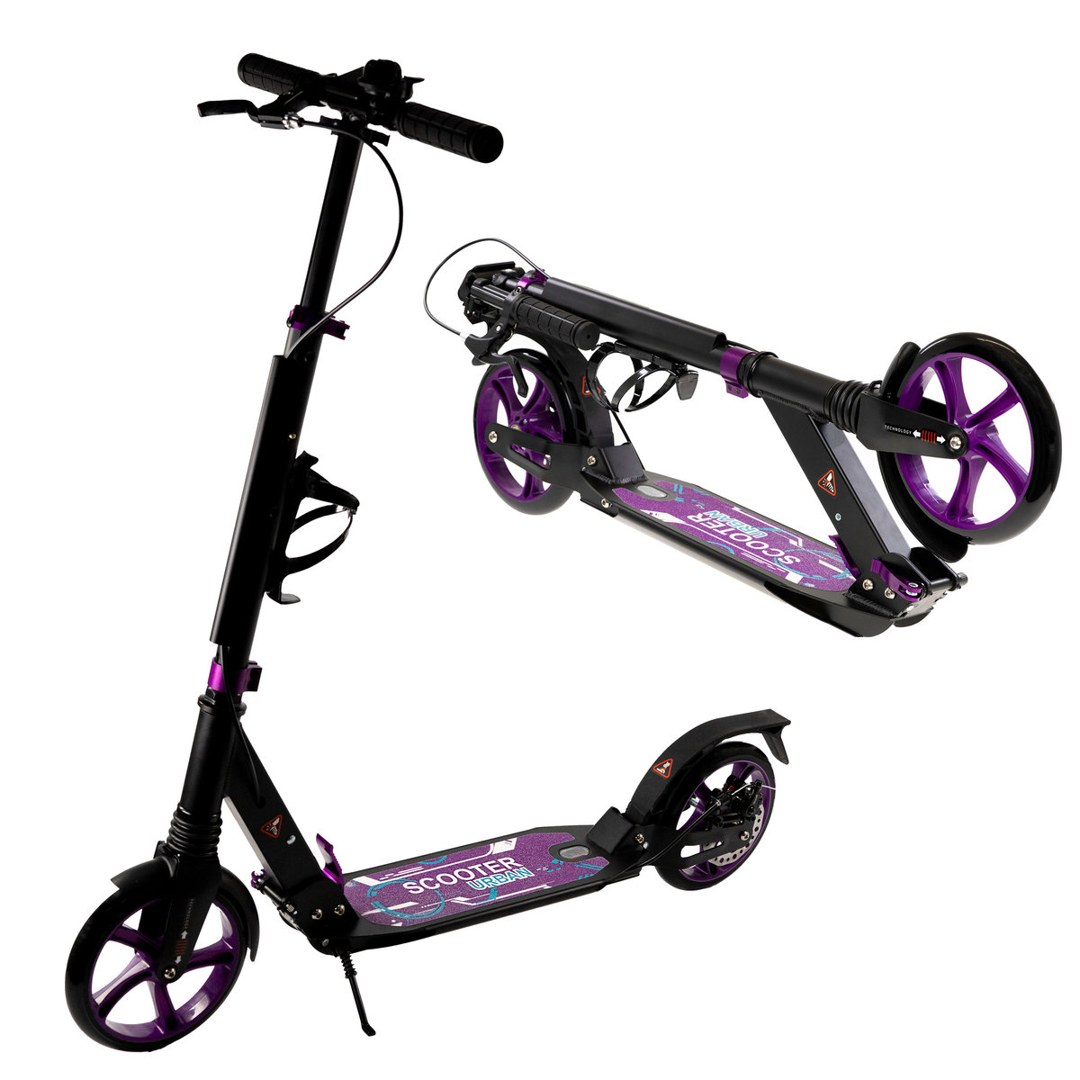 HULAJNOGA DUŻA SKŁADANA AMORTYZATOR MIEJSKA HAMULEC 100 KG FIOLET SOLIDNA