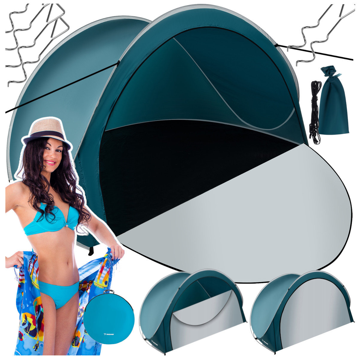 Namiot plażowy samorozkładający POP-UP, 200 x 200 x 110 cm