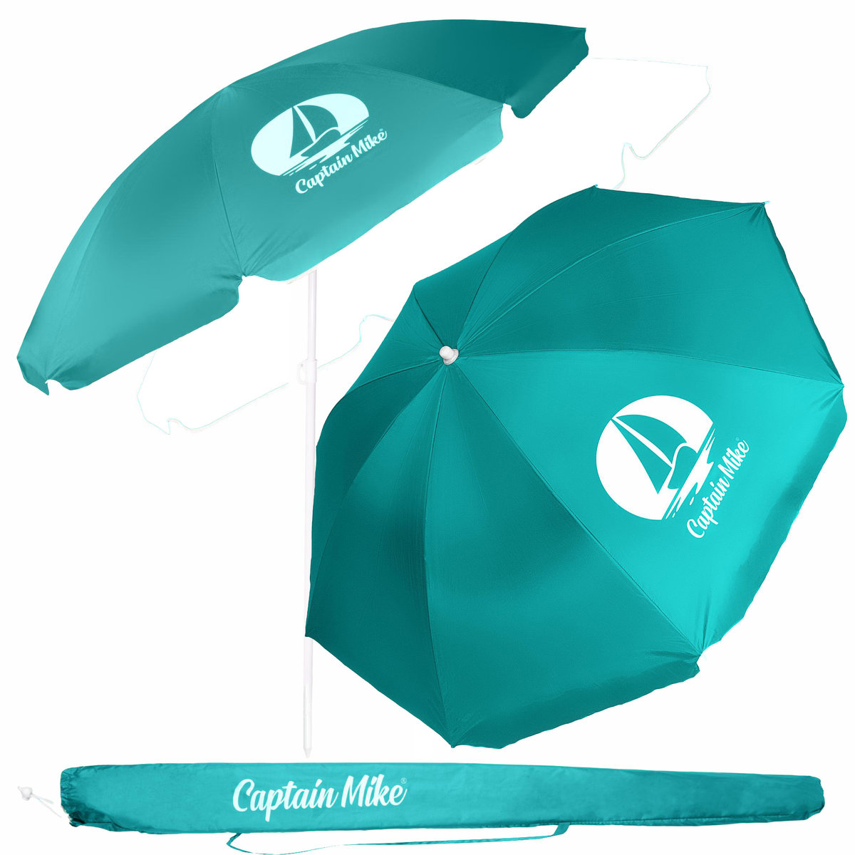 Parasol plażowy łamany z filtrem UPF50+ Captain Mike 160cm
