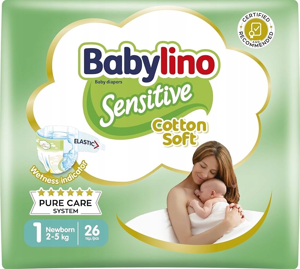 Pieluszki Babylino Rozmiar 1 26szt 2-5kg