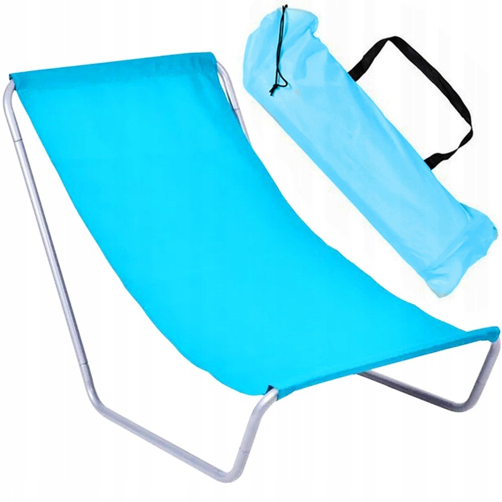 LEŻAK TURYSTYCZNY FOTEL PLAŻOWY SKŁADANY OGRODOWY NA BALKON TARAS BŁĘKITNY