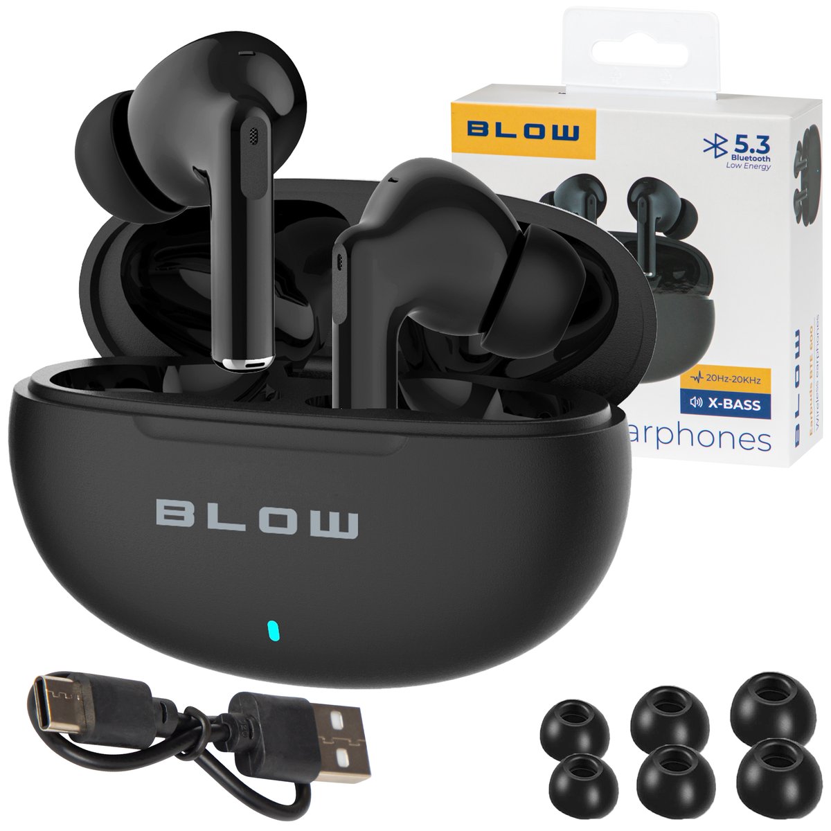 SŁUCHAWKI BEZPRZEWODOWE BLUETOOTH 5.3 DOKANAŁOWE DOUSZNE SPORTOWE