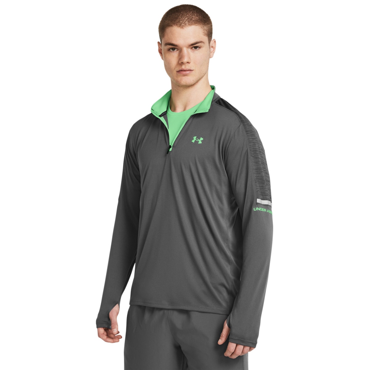 Męski longsleeve treningowy Under Armour UA Core+ Tech 1/4 Zip - szary - UNDER ARMOUR