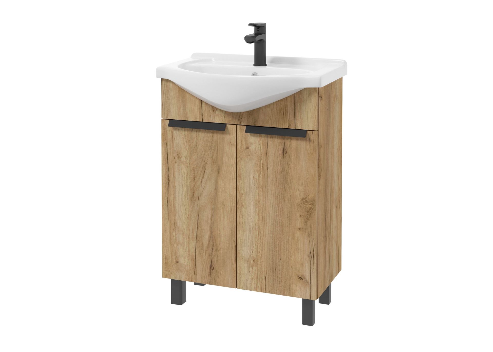 Szafka łazienkowa z umywalką Deftans Lliy 60 cm dąb craft złoty 001-D-06047+1527
