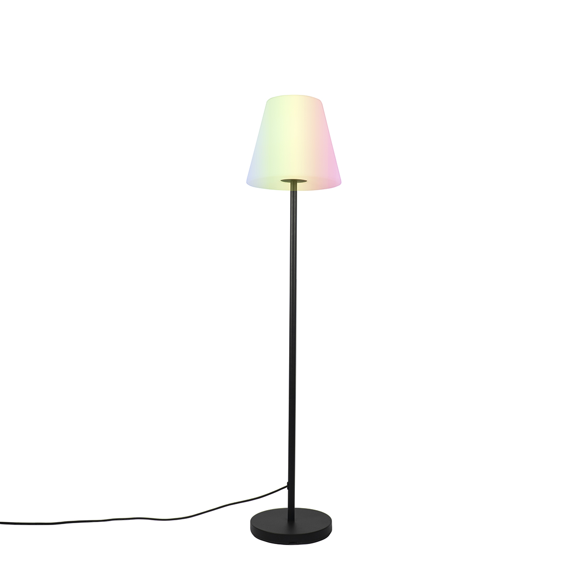 QAZQA Inteligentna lampa podłogowa czarna z białym kloszem 35 cm IP65 z diodą LED - Virginia