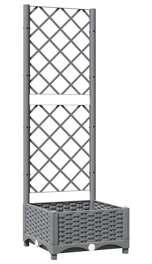 Szara kwadratowa donica ogrodowa z pergolą N6-Z62