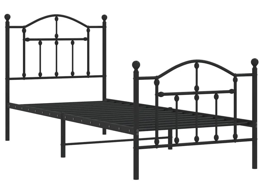 Czarne Metalowe Łóżko Pojedyncze 90X200 Cm F5-H57