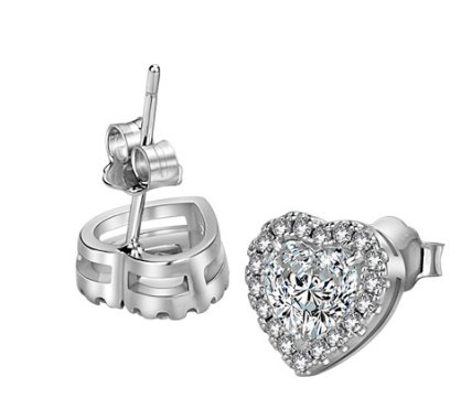 Kolczyki srebrne Serce błyszczące cyrkonie