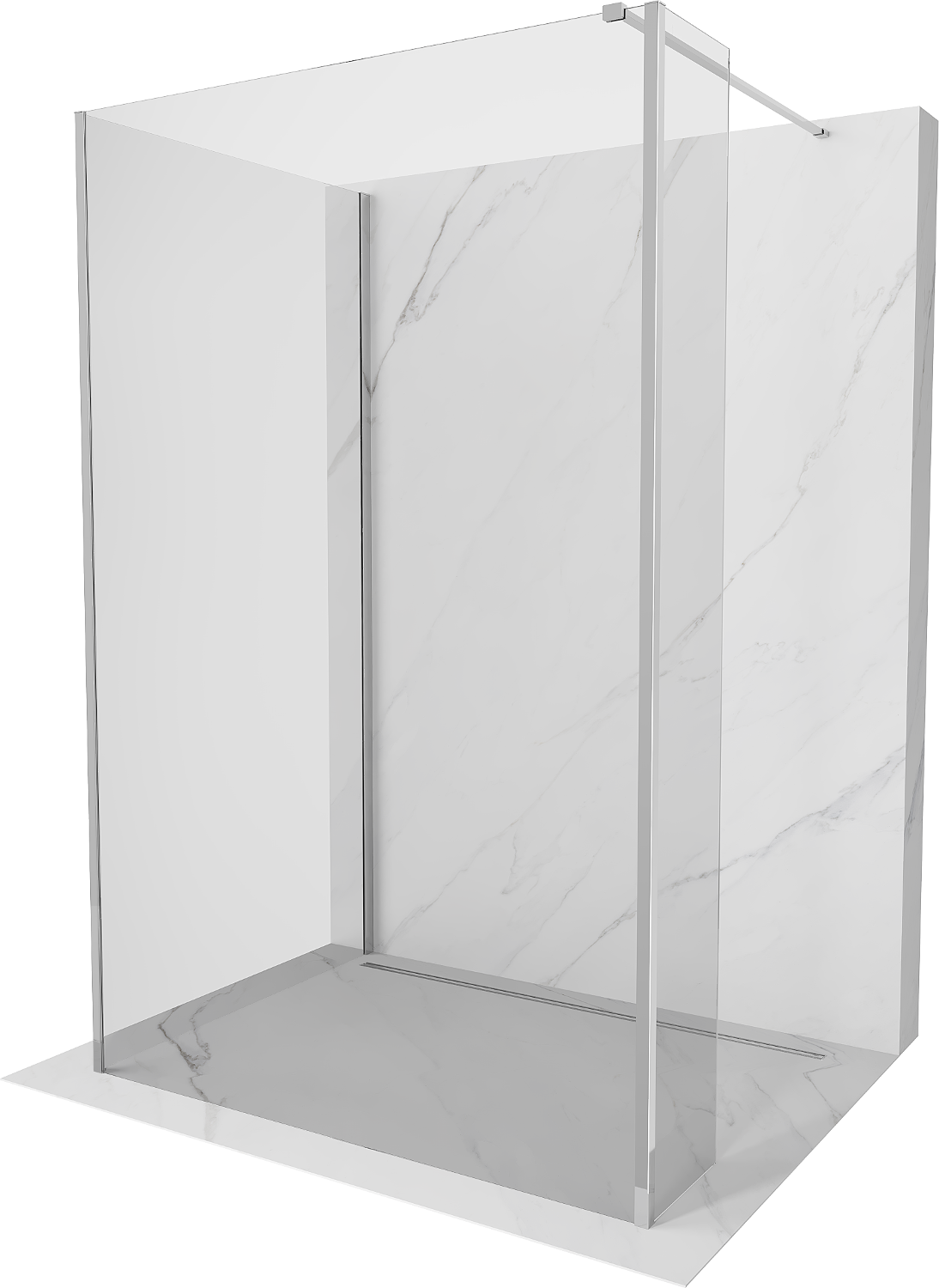 Mexen Kioto ścianka prysznicowa Walk-in 130 x 80 x 40 cm, transparent, chrom - 800-130-080-221-01-00-040