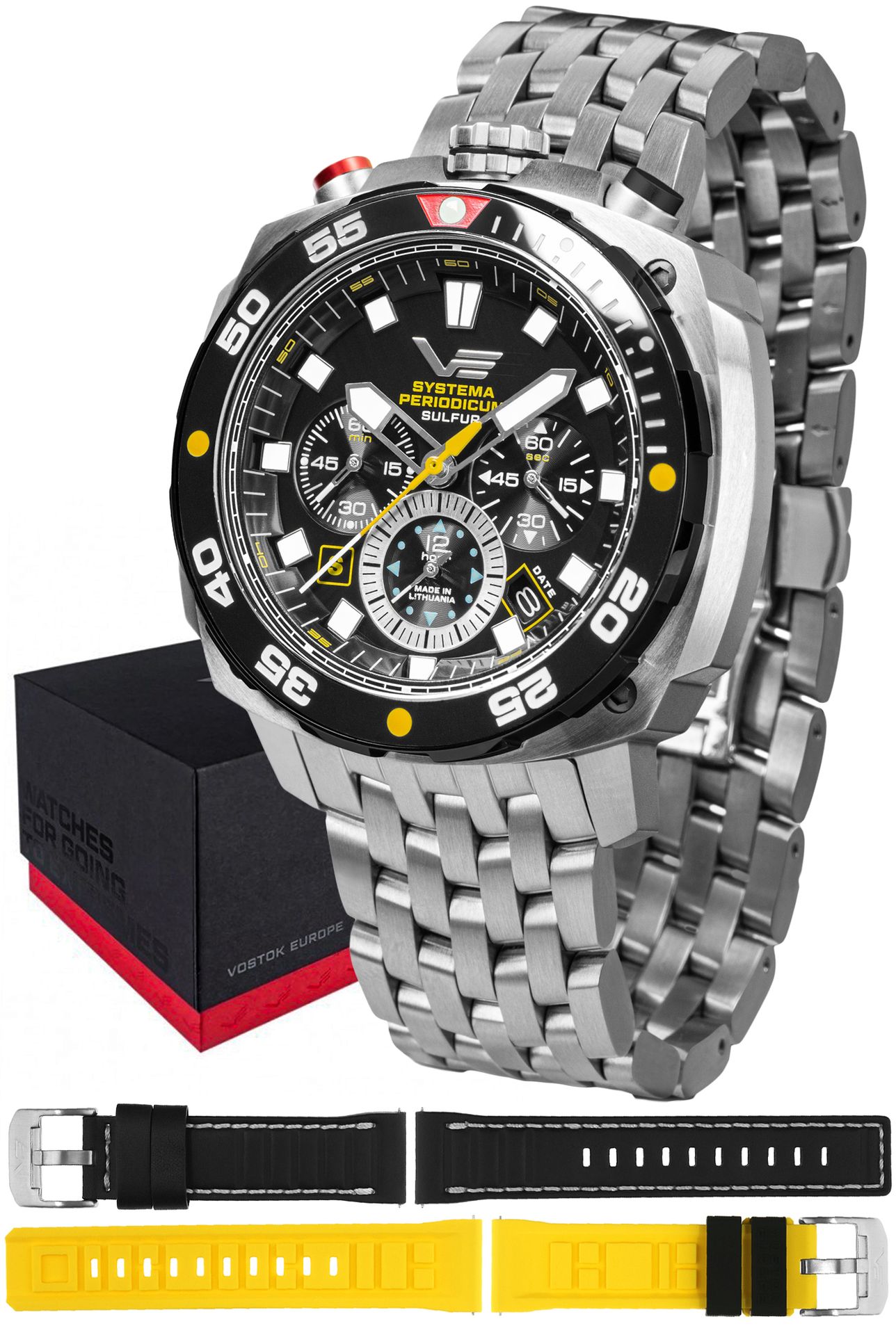 Zegarek Vostok Europe VK67-650E725B Systema Periodicum Sulfur