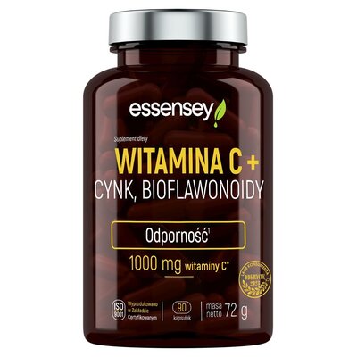 Essensey Witamina C + cynk, bioflawonoidy, Suplement diety, 90 kapsułek