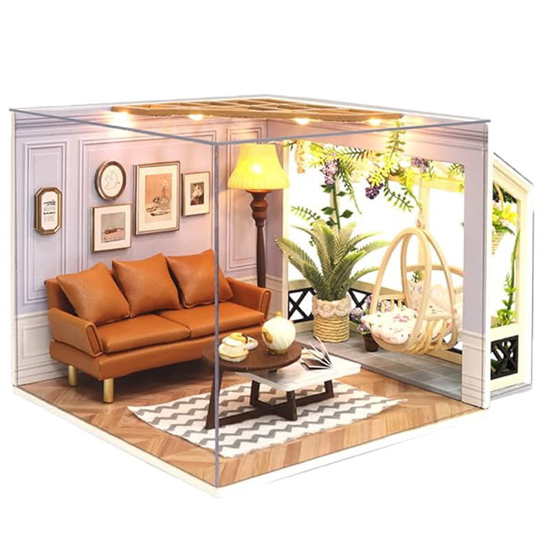 Miniaturowy domek DIY Drewno Składany LED - Klimatyczna Lizbona