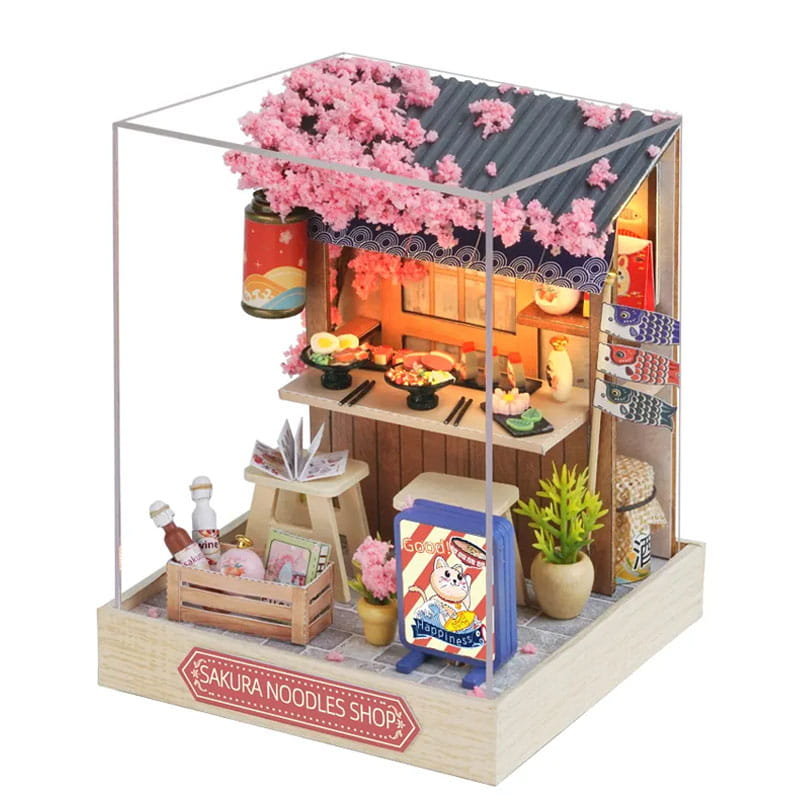 Miniaturowy domek DIY Drewno Składany LED - Japońskie bistro