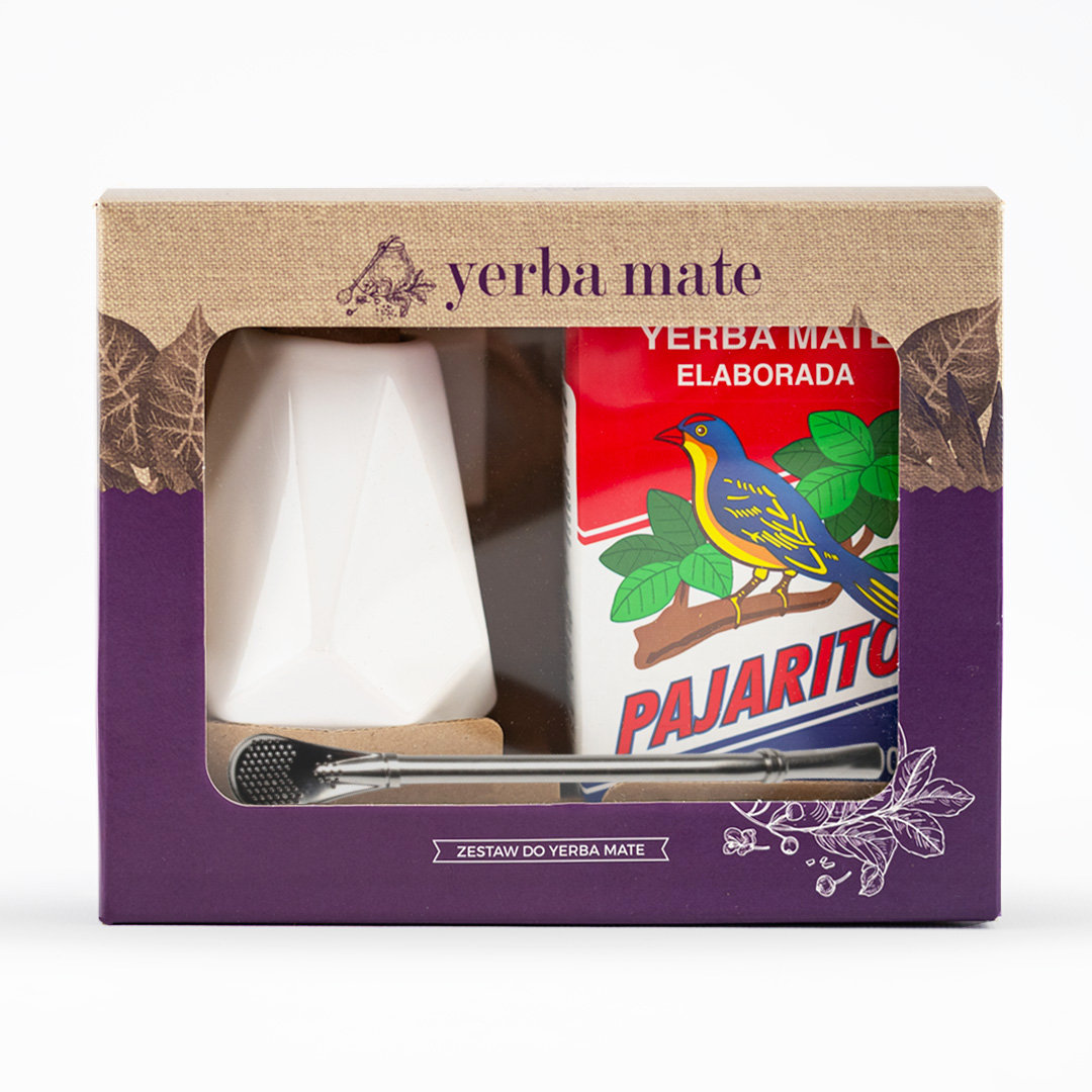 Zestaw Yerba Mate Pajarito 500g, matero białe, bombilla