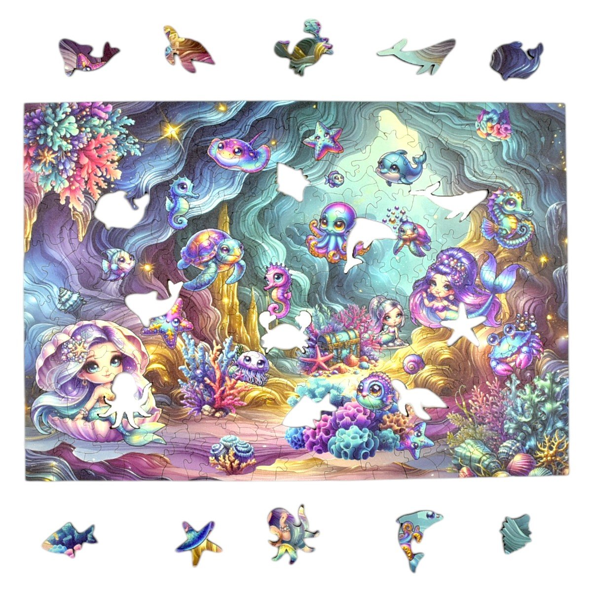 Puzzle Podwodny Świat Mruu&Pruu 20 x 28 cm 170 elementów puzzle drewniane