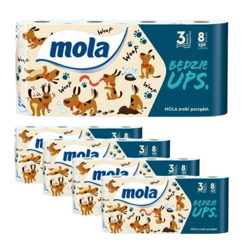 Papier toaletowy Mola Będzie Ups (8 rolek) x 5 opakowań