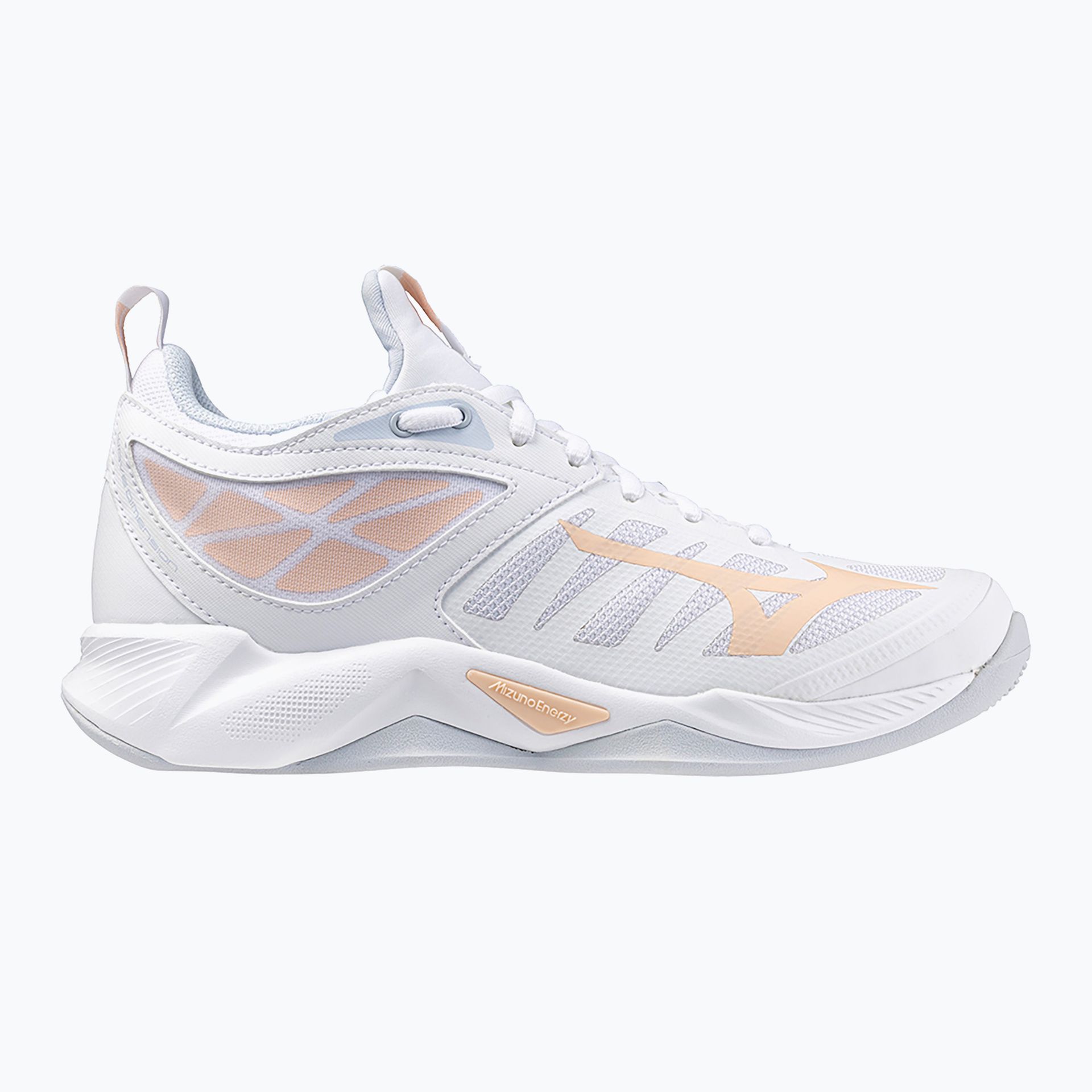 Buty do siatkówki damskie Mizuno Wave Dimension white/peach parfait/halogen blue