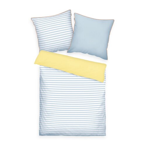 Tom Tailor Pościel perkalowa Light Lemon - Sky blue, 140 x 200, 70 x 90 cm, 140 x 200 cm, 70 x 90 cm