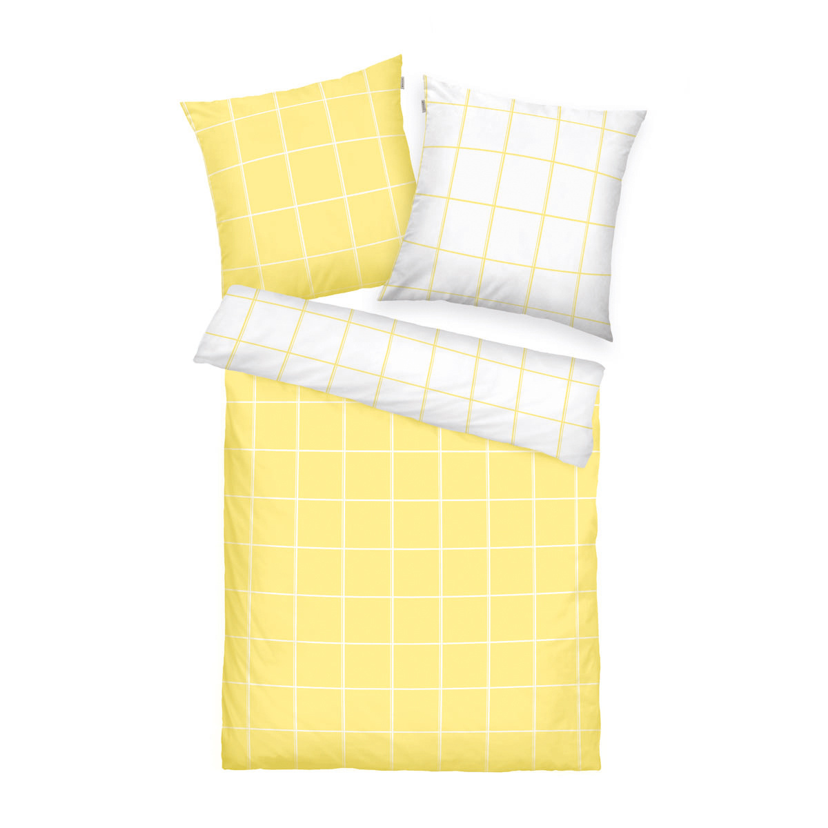 Tom Tailor Pościel bawełniana Light Lemon & Crisp White, 135 x 200, 80 x 80 cm, 135 x 200 cm, 80 x 80 cm